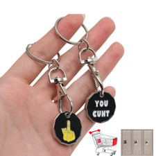 Trolley Coin Keyring 2 pack Removable - rude gift Shopping Cart Token Holder UK