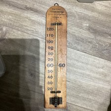 VINTAGE WOOD & BRASS FACTORY ACT 1937 SECTION 3 FACTORY THERMOMETER - FAHRENHEIT
