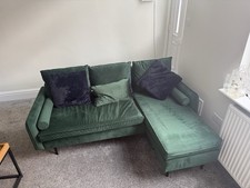 Green Velvet Corner Sofa
