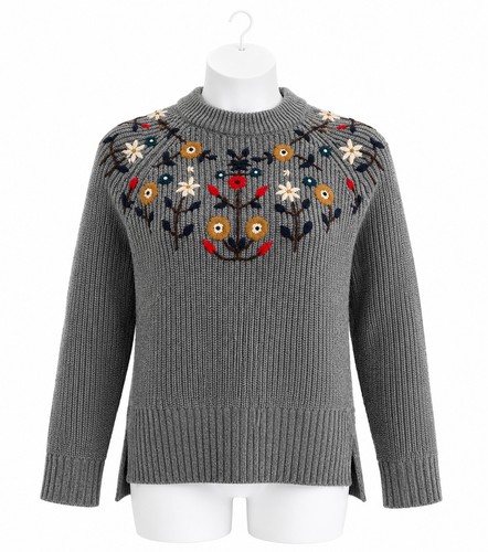 Zara grey floral embroidered - floral,