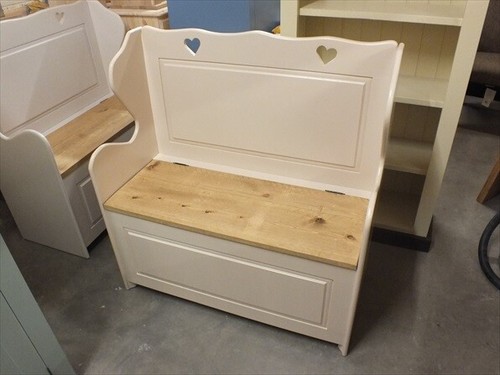 Painted hearts monks bench - monks, bench-