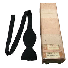 Bow Tie British Army Officers Military Single End Black Vintage Silk 1950s