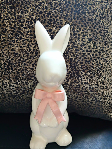 White glazed ceramic rabbit - white,