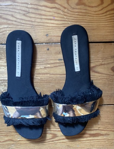 Zara fringed slides sliders - zara,
