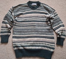 Mackinnon Vintage Beige/Green Fairisle Pattern Shetland Wool Jumper Size M (New)