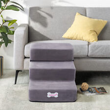 3 Steps Dog Stairs Pet For Bed Sofa Cats Ladder Ramp With Removable Velvet Cover