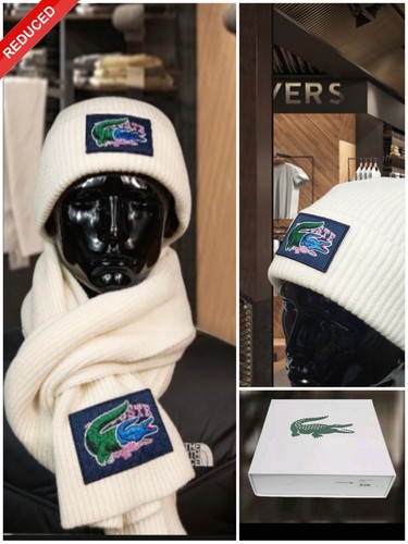 Lacoste ribbed cream - cream, beanie