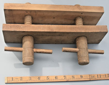 Antique Vintage Carpenters Wooden Screw Press Clamp Vice