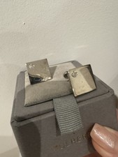 Mulberry Square Tree Stamped Brass Cufflinks - D130 Silver 