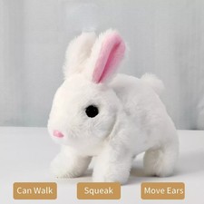Realistic Robot White Rabbit Bunny Toy Lifelike Fluffy Vitality Jumping Shaking