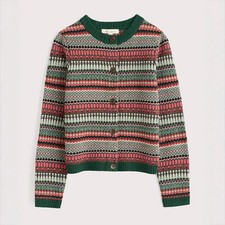 Seasalt Percella Cove Fairisle Cardigan Weaving Needle Dark Forage Mix