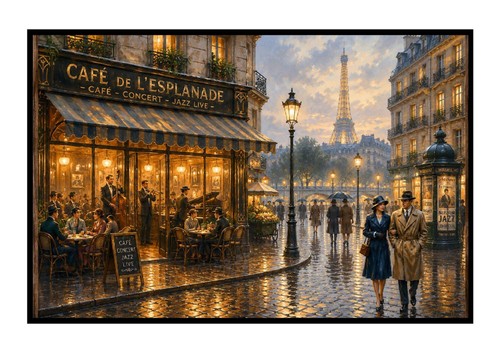 Paris café jazz street scene - paris,