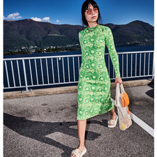 ZARA Floral Jacquard Lime