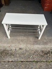 STOOL Bench Seat Wooden with shoe storage underneath Good Condition In White