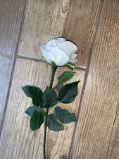 1 Long Stem Faux Silk White Rose Real Look CreamWhite Rose Artificial Flower