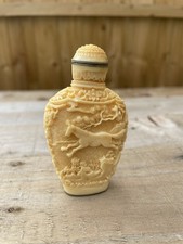 Resin Carved Chinese Vintage Oriental Netsuke Snuff Bottle With Horse