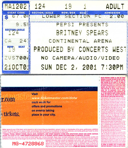 Britney spears concert ticket - britney,