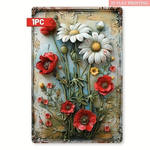 Metal daisy flower sign - metal,