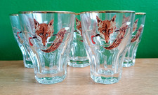 Preowned Set of 5 Vintage Hunting Shot Glasses Fox Head & Whip Design by Clamer