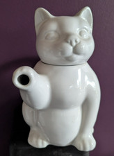 Cute and Collectible Small White Ceramic Cat Teapot