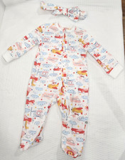 ? Exersaucer Baby Zip-Up Onzie + Bow Headband Set | 0–3 Months | Airplane