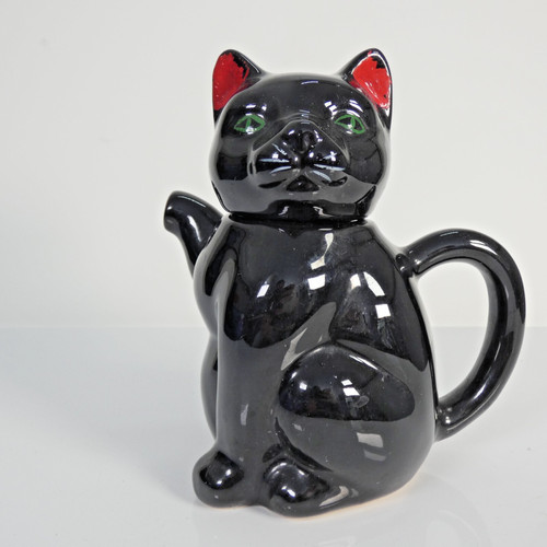 Tea pot black cat - tea, eyes