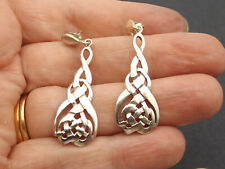 Vintage sterling silver drop dangle earrings Celtic Knot design by Kit Heath