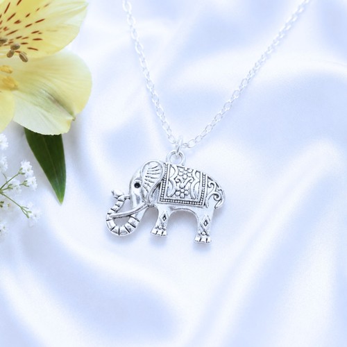 Elephant charm necklace silver - elephant,