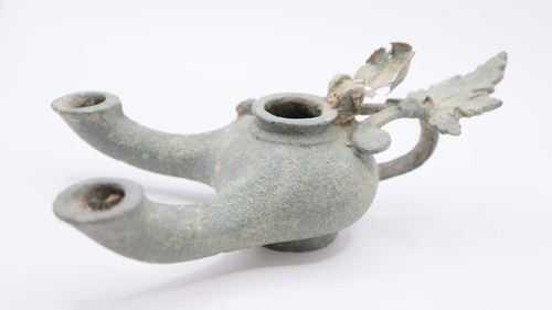 Roman double nozzle oil lamp - roman,