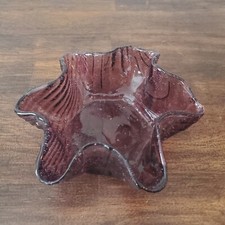 Ribbed Wavy Purple Glass Bowl