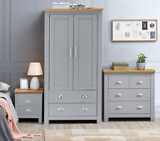 Bedroom Furniture Set of 3 Piece Chest of Drawers Wardrobe Bedside Cabinet Table