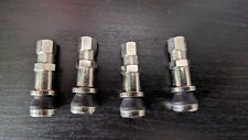 4 BOLT IN CHROME SILVER METAL CAR WHEEL TYRE VALVES FIT ALLOYS + DUST CAPS
