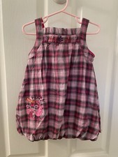 Gagou Tagou Bubble Hem Plaid Dress Pink Embroidered Girls Size 24 Months NWT