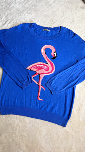 Blue knit crew - knit, neck