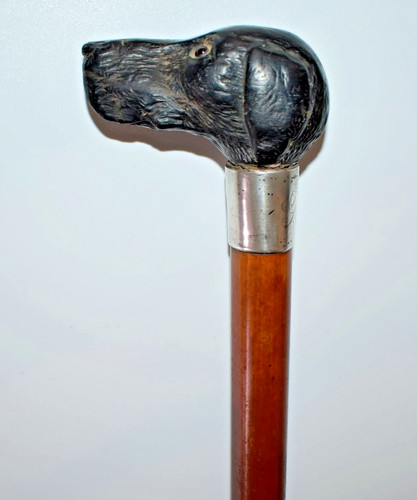 Antique carved wood dog head - carved,
