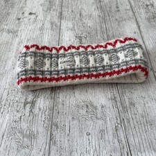 Vintage Eisbar Snowflake pattern knit ski headband red white grey  Snowboard