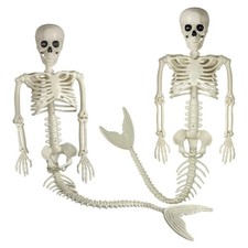 2PC  Flexible Mermaid Skeleton Decoration Fish Skeleton Statue Haunted House