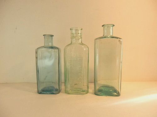 Three vintage glass medicine - vintage,