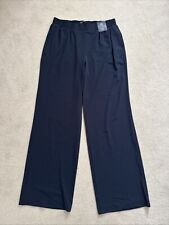 Marks and Spencer Mid Rise Wide Leg Elastic Waist Trousers 10 Regular Dark Navy