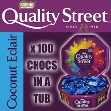 100 COCONUT ECLAIR In Tub Quality Street Chocs Xmas Birthday Present Tin Nestle