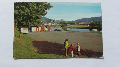 Postcard brecon river usk - postcard, brecon,