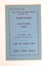 Bus Coach Staff Timetable Western National Wiltshire Area 31st May 1964