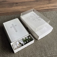 VTG Holy Bible White King James Version Collins Clear-Type Press 1958 Bible