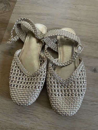Girls zara gold woven sandals - gold,