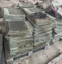 Concrete roof and ridge tiles (reclaimed, Redland Stonewold, marley style)