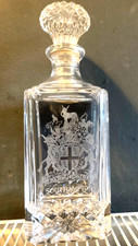 Vintage Crystal Cut Glass Square Whisky Decanter -Southampton 10”x3.5”