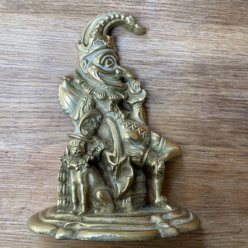 Vintage brass punch doorstop - brass,
