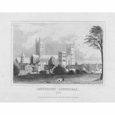 KENT Canterbury Cathedral - Antique Print c1840