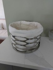 Stelton Bread Basket And Liner Silver Cream Danish Swedish
