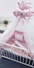 Crown Chiffon Canopy for Baby Cot Bed, Drape Net with Decorative Lace Bow
